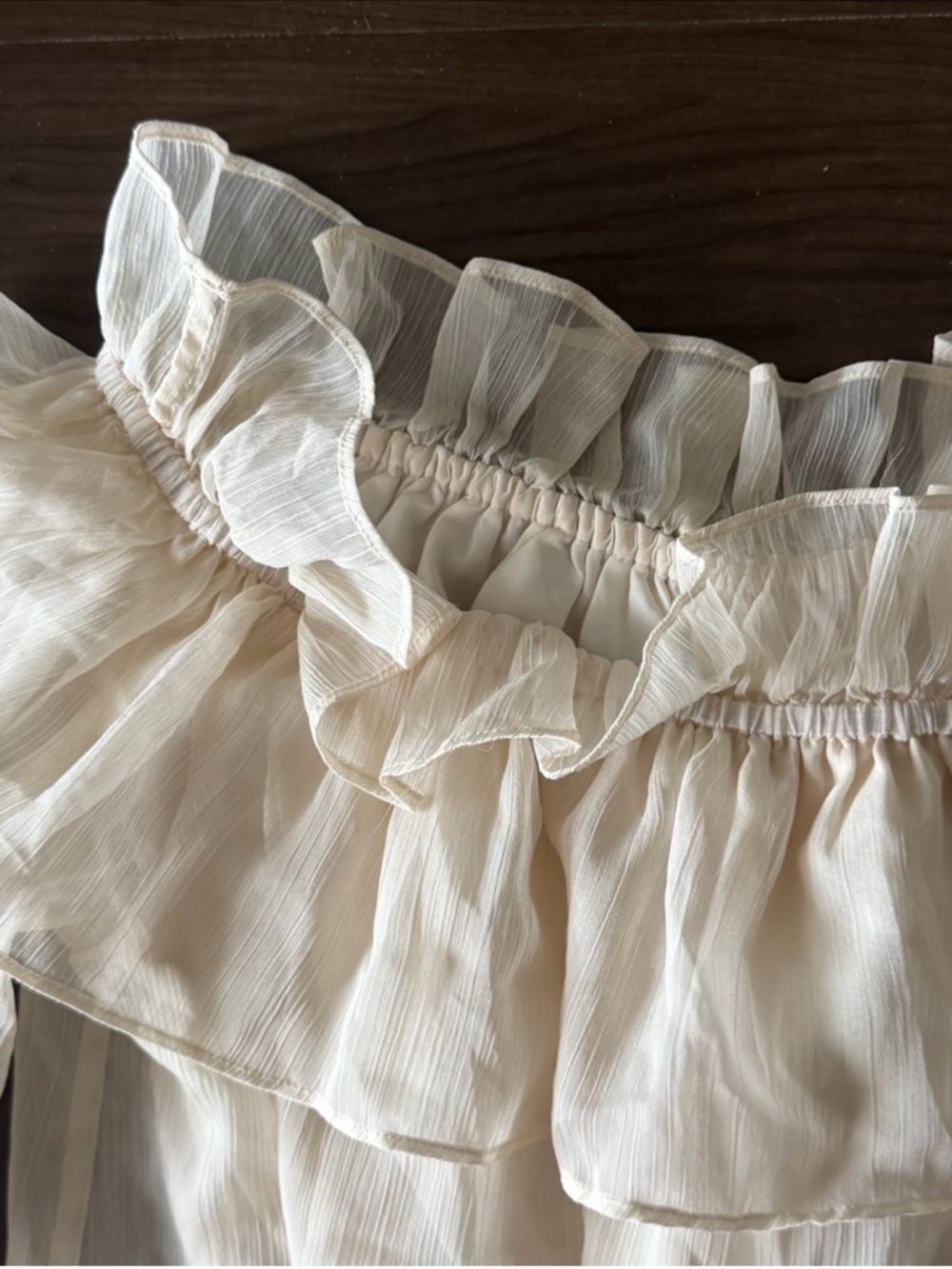 Cream Off-Shoulder Ruffle Blouse - Picture 2 of 3